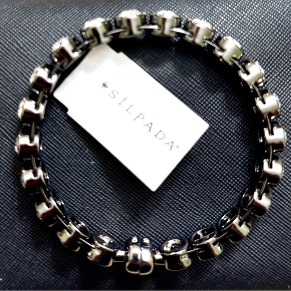 Silpada K&R Hematite and Swarovski Crystal - GLAMOUR Bangle Bracelet KRB00988 - Picture 5 of 8